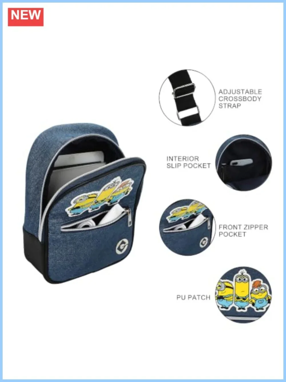 Minions Licensed Adjustable Sling Bag with Cartoon Print